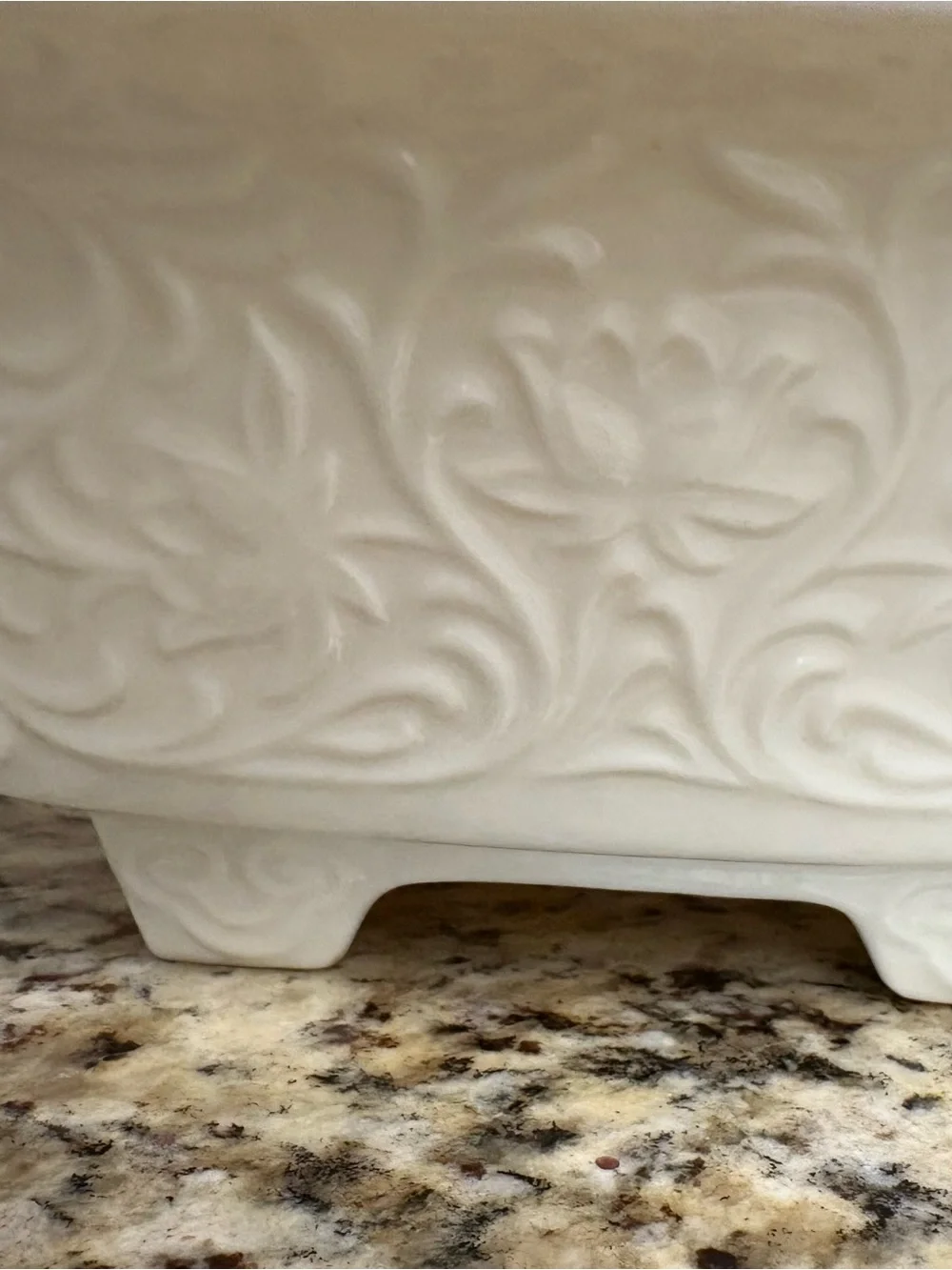 Lenox Cream Ceramic Footed Vanity Tray with Gold Rim